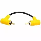 HUHANGGod Rechtwinkliges Cinch-Kabel, 90 Grad Cinch-Stecker auf Stecker, kurzes Cinch-Strereo-Audiokabel, vergoldete Anschlüsse für Heimkino, Subwoofer, HDTV 15 cm (Male to Male 90 Degree)