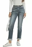 Alaster Queen Jeans Damen Classic Bequeme Mid Waist Freizeit Denim Simple Boyfriend Jeans Damen Mittelblau XXL