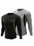 CL convallaria 2er Pack Thermounterwäsche Unterhemd Herren Thermo Oberteil Innenfleece Funktionsunterwäsche Thermoshirt Langarm für Winter