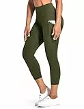 Desol Sport Leggings Damen Tasche Capri 3/4 High Waist Elastische Blickdicht Übergröße Sport Leggins mit Seitentaschen für Yoga Freizeit