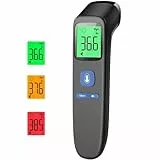 Fieberthermometer für Babys Kinder Erwachsene, Kontaktloses Stirnthermometer, Digitales Infrarot Thermometer mit sofortigen genauen Messwerten, Fieberalarm, LCD-Anzeige und 35 Speicherabruf,Schwarz