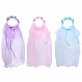 Minkissy 3 Stück Schleier Blume Kopfschmuck Blumenkrone mit Spitze Schleier Prinzessin Floral Stirnbänder für Mädchen Foto Requisiten