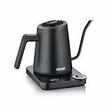 GRAEF Pour-Over Wasserkocher GK502, Temperatureinstellung & Timer, Schwanenhals-Ausguss, 900 ml, Schwarz-matt