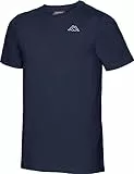 Kappa Unisex T-Shirt, kurzärmliges Oberteil aus 100% Baumwolle in sportlichem Look, mit Rundhals-Ausschnitt und lockerer Passform für Damen und Herren, dunkelblau, Gr. L