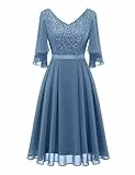 Dressystar Standesamt Kleider Kleid für Brautmutter Abendkleider Grosse Grössen Elegant für Hochzeit Aup7090 Greyblue L
