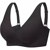 HBselect Nahtloser BH Damen Ohne Bügel V-Ausschnitt Bralette Weicher Push-Up BH Gepolstert Klassische Bustier T-Shirts BH Seamless Bra mit Zusätzlicher BH-Verlängerung