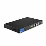 Linksys LGS328MPC-EU 24-Port Gigabit-Netzwerk-PoE+-Switch, 410 W, 4 10G-Uplink-SFP+-Steckplätze – Smart Managed Ethernet-Switch Hub mit Metallgehäuse, Befestigung auf dem Schreibtisch oder an der Wand