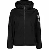 CMP - Leichte Softshelljacke für Damen mit abnehmbarer Kapuze, Schwarz, D38