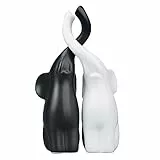 pajoma® Verliebte Elefanten Größe L, 2er-Set aus Keramik | Höhe 25,5 cm - Harmonisches Pärchen in Schwarz & Weiß | Tierfigur Dekoration, Dekofigur, Tischdeko für Küche, Bad, Wohn- und Schlafzimmer