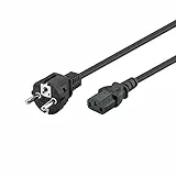 Goobay 50098 Kaltgerätekabel 2m / C13 Kaltgerätebuchse & Netzstecker Schutzkontaktstecker / Universelles Monitor Stromkabel / C13 Netzkabel / Schwarz / 2m