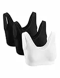 Basic Treasure 3er Set Damen Seamless Komfort BH, Bustier ohne Bügel, mit abnehmbare Polsterung, Nahtloser, gepolsterter und Soft BH (L, Schwarz/Weiß/Schwarz)