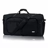 Fmeida Reisetasche Groß Reisetaschen Damen Travel Bag Faltbare Sporttasche Herren Duffle Bag mit Schuhfach Saunatasche Leicht Handgepäck Tasche Wasserdicht 65L Schwarz