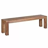 FineBuy Esszimmer Sitzbank 160 cm Massiv-Holz Akazie Holz-Bank Natur-Produkt Küchenbank im Landhaus-Stil Braun
