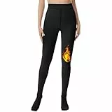 HIPOWER Thermo Strumpfhose Damen Winter Gefütterte Strumpfhose High Waist Warme Dicke Thermostrumpfhose Gefälschte Durchscheinend Bauchweg Pantyhose Plüsch(Schwarz, M)