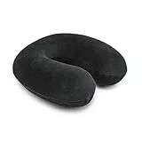 Amazon Basics Halbkreisförmig Nackenkissen aus Memoryschaumstoff, Schwarz