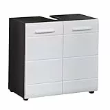 trendteam smart living - Line - Waschbeckenunterschrank - Weiß Hochglanz/Grau - Waschtisch mit 2 Türen und 1 Einlegeboden - (BxHxT) 60 x 57 x 31 cm - chromglänzende Griffe