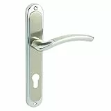 domino Türgriff 72 Drückergarnitur PZ - Profilzylinder Set Türklinke für Zimmertür, Bürotür, Kellertür & Innentür L-Form Türdrücker-Set aus Aluminium Nickel SHARON ECO M6/M9