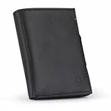 DONBOLSO NextGen BusinessLine, Slim Wallet, Leder mit Münzfach I Geldbeutel mit RFID Schutz I Kartenetui bis 11 Karten I Mini Portemonnaie für Herren und Damen I Geldbörse I Schwarz Nappa