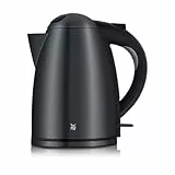 WMF Stelio Wasserkocher Edelstahl 1,7L, Elektrischer Wasserkocher mit Kalkfilter, 2400 W, Wasserstandsanzeige Beleuchtet, Edelstahl Matt Schwarz
