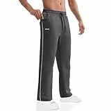 BROKIG Gerade Hose Herren Laufhose Lang Hose Offener Beinabschluss,Loser Passform Sporthose Herren Freizeithose mit Taschen Komfortable Trainingshose für Männer (Dunkelgrau,L)