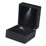 GLOGLOW LED Hell Black RING Box, Aufbewahrungskoffer mit LED -Licht für Vorschläge und Geschenke LEGSHLAGE RING BACK, Hochwertiger Schmuck Nan Nan