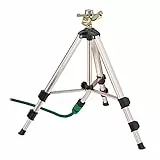 Relaxdays Sprinkler, Stativ, Reichweite max. 9m, Sektorenregner, Sprengwinkel 0-360°, 3/4'' Anschluss, Silber/schwarz, 90 x 94 x 82 cm