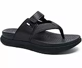 ONCAI Orthopädische Zehentrenner Herren Arch Support Walking Sandalen Sport Erholung Orthotic Leder Sandale Flip Flops Plantar Fasciitis Schwarz 43