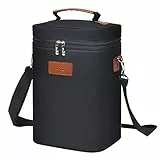 Kato Tirrinia 4 Flaschen Eisbeutel Isolierte Weintasche Tragbare Weintasche mit Riemen für Picknickparty BYOB Restaurant Weinverkostung Schwarz 21×18×31 cm