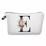 Larfraecy A-Z Personalisierte Kosmetiktasche Personalisierte Make up Tasche,Gedruckte Kosmetiktasche mit Namen Geburtstagsgeschenke für Frauen,Mütter,Beste Freundinnen und Brautjungfern (E)