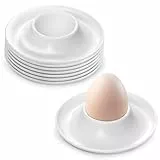Gucass 8 Stück Eierbecher Camping, stapelbare Eierbecher Plastik, rund und weiß Eierhalter Set aus Kunststoff für Weichgekochte Eier, Ideal für Frühstück, Küche & Camping