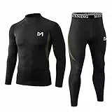 MEETYOO Thermounterwäsche Rollkragen Herren Funktionswäsche Skiunterwäsche Männer Fliegenloch Base Layer Unterhemd Unterhose Schnell Trocknend Warme Winter Sport