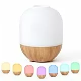 SALUBRITO Aroma Diffuser, 100ml Ultraschall Aromatherapie Diffusor für Ätherische Öle, Weiß Holzmaserung Diffuser für Duftöl, Kleiner Diffuser für Zuhause Büro, Geschenk für Frauen