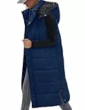 Vancavoo Lange Weste Damen mit Kapuze Ärmellose Steppweste Lang Daunenweste Übergangsweste Winterjacke Longweste Leichte Warm Gesteppt Winterweste Mäntel,Marineblau,S