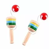 TOYANDONA 2 x Holzfangkugeln, Mini-Becher und Ballspiel, Hand-Auge-Koordinationsball, Fangbecher, Japanisches Holzspielzeug, Geschenke für Kinder