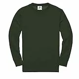 Premium Sweatshirts Einfarbig Workwear Casual Rundhals Pullover Sweater Sport Freizeit Fleece, wald, XXL