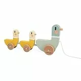Janod - Sweet Cocoon 3 Nachziehenten - Kleinkindspielzeug - Fördert die Motorik - FSC Holz-Spielzeug und Wasserfarbe - Ab 12 Monaten, J04051