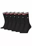 Tommy Hilfiger Lifestyle Crew Socken/lange Tennissocken für Damen & Herren 6-er Pack, Farbe:Schwarz, Socken & Strümpfe:43-46