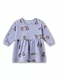 Sanetta Baby-Kleid Blau | Hochwertiges und gemütliches Kleid aus Bio-Baumwolle für Mädchen. Langarm Kleid mit Volants und Maulwurf-Allover | Kinder Bekleidung