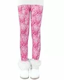 Auranso Thermo Leggings Mädchen Kinder Gefütterte Winterleggins Dick Thermohose Rosa 134-140