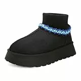 Jifenkla Winterstiefel Damen Plateau Mini Winter Boots, Bequem Warm Gefüttert Schneestiefel Wasserdicht Rutschfeste Plattform Stiefel, Leicht Stiefeletten Hausschuhe Pantoffeln für Außenbereich