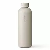 Vinsun Trinkflasche Edelstahl beige 500ml - auslaufsicher, Kohlensäure geeignet, BPA frei - doppelwandig isoliert - Thermoflasche Sport, Outdoor, Schule, Uni, Gym, Camping