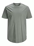 JACK & JONES Herren Basic T-Shirt Plus Size | Rundhals Kurzarm Shirt | Übergrößen Shortsleeve JJENOA, Farben:Grau, Größe:6XL