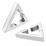Flongo ohne loch Creolon Dreieck Ohrringe Ohrklemme silber ohr klipp ohrklipser clip ohne löcher Ohrstecker dreieckig Edelstahl Triangel Geometrisch Ohrschmuck punk Earrings für Damen und Herren