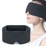 Schlafmaske mit Rundum-Abdeckung, Lichtundurchlässige Augenmaske aus weichem Modal, Atmungsaktive Schlafbrille mit Hook and Loop verstellbarem Verschluss, Druckfrei für Damen und Herren, Reise