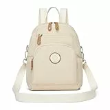 Miss Lulu Damen kleiner Rucksack Mini Cityrucksack Reiserucksack Wasserdichte Casual Daypack Tasche Schultertasche mehrzweck Umhängetasche für Arbeit Studium Reisen Einkauf Beige