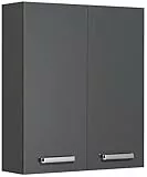 Pelipal Badezimmer Hängeschrank Quickset 311 in Anthrazit Glanz, 60 cm breit | Bad Wandschrank mit 2 Türen und 2 Einlegeböden