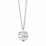 Herzengel Mädchen Kinder Halskette aus Sterling Silber und einem Lebensbaum Anhänger mit Herz Symbol und Zirkonia Stein - Karabinerverschluss - längenverstellbar - nickelfrei