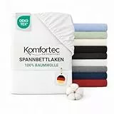 Komfortec Spannbettlaken Jersey 100% Baumwolle – 140x200 cm – 135g/m² – Weich, Atmungsaktiv & Hautfreundlich – Mit Rundumgummi – Oeko-Tex Zertifiziert – Für Boxspring, Topper & Matratzen – Weiß