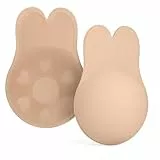 ZPW Klebe BH Push Up, Unsichtbarer Trägerloser-BH, Strapless Bra, Wiederverwendbare Klebe-BHS mit Trägerlos Pads, Silikonfreundlich Selbstklebender BHS für Rückenfreie Kleidung - A/S, Beige