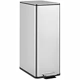 HOMCOM Mülleimer 20 L Treteimer mit Softclose-Deckel und Pedal Abfalleimerinkl. Inneneimer Abfallsammler, Edelstahl für Bad, Schlaf- oder Wohnzimmer, Silber, 21,5 x 37,2 x 57 cm